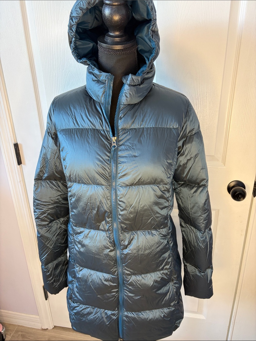 Eddie Bauer Teal Luna Peak Down Parka with Hood - size Medium